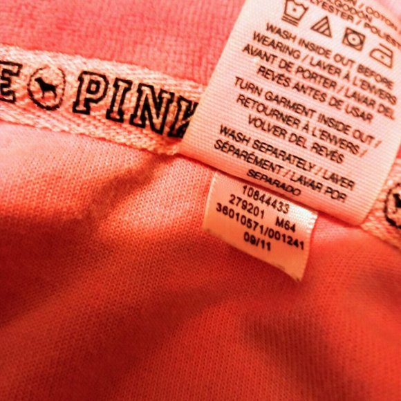 2011 Vintage Rare VS PINK Velour Full Zip Sequin Hoodie Bubblegum Pink M… - Picture 6 of 6